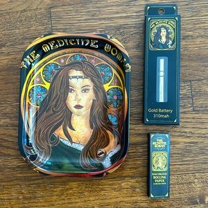 The Medicine Woman Starter Kit with Rolling Tray, Gold Battery & Rolling Papers